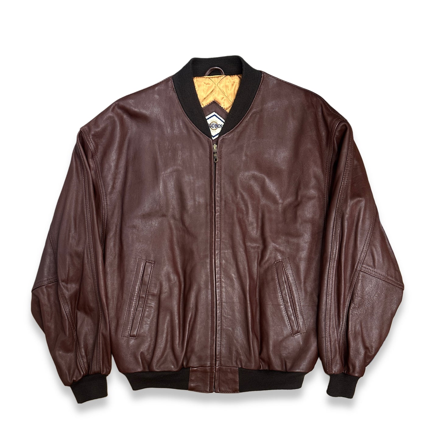 [52] 90s HUGO BOSS Leather Bomber Jacket