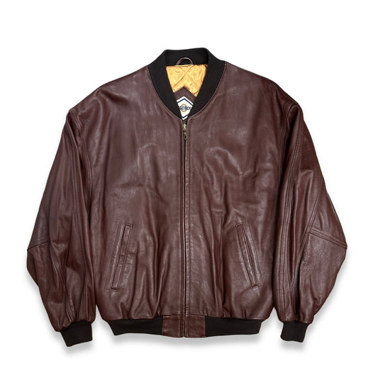 [52] 90s HUGO BOSS Leather Bomber Jacket