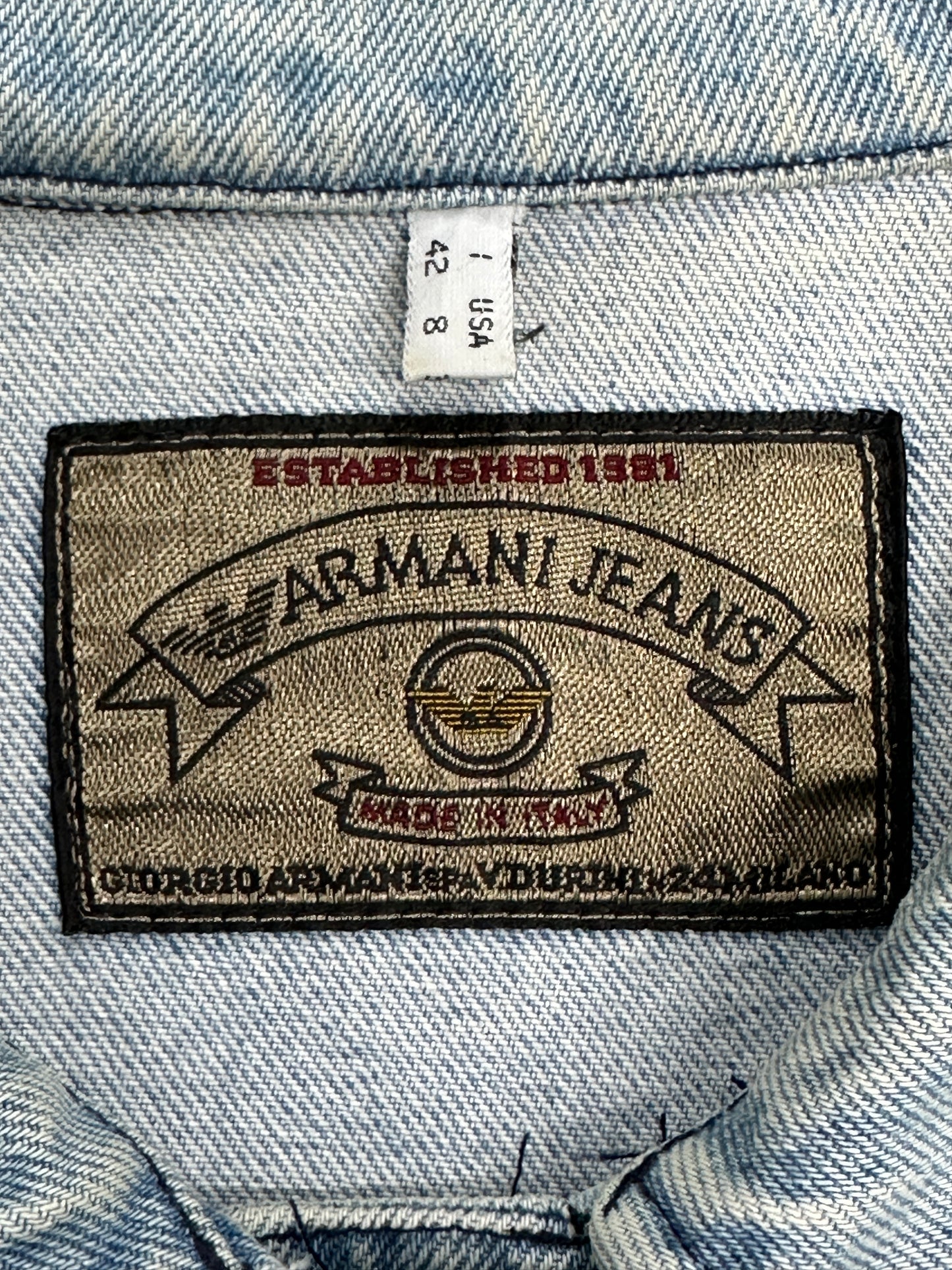 [M] 80s Armani Jeans Denim Trucker Jacket