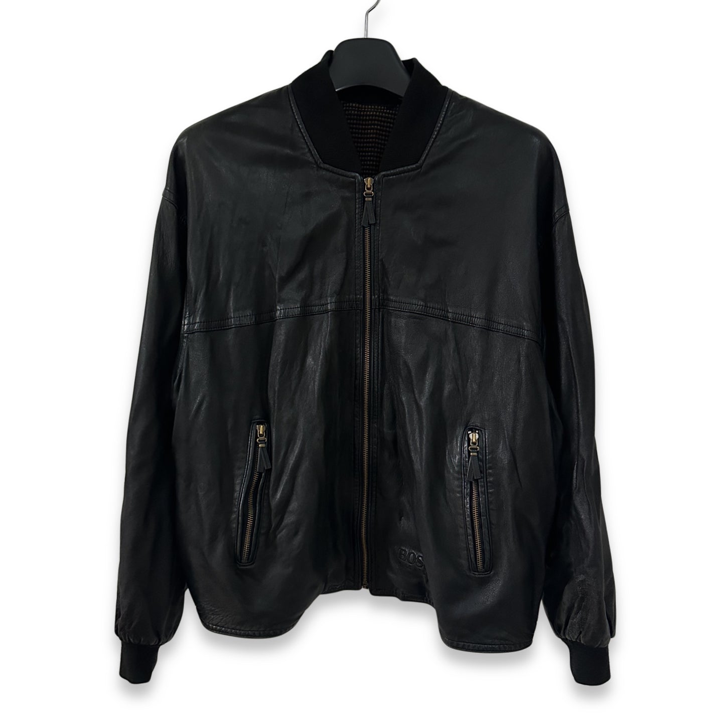 [52] 80s HUGO BOSS Leather Bomber Jacket