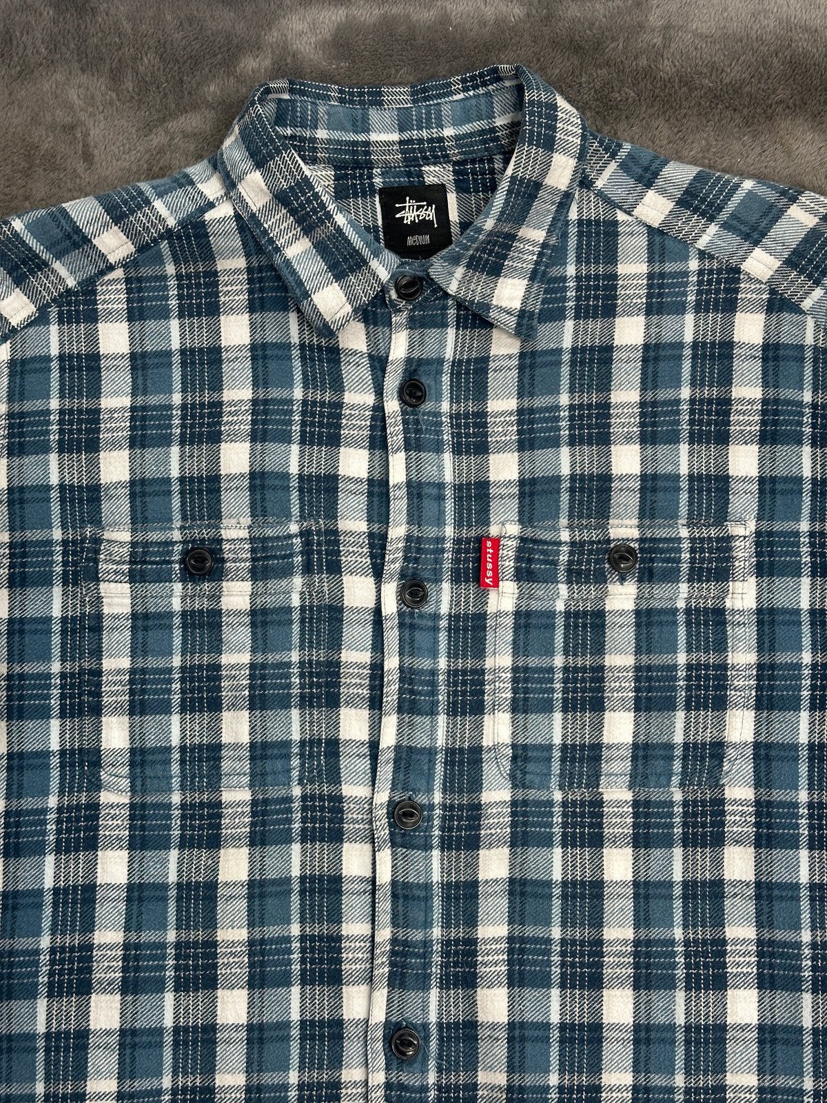 [M] 00s Stussy Plaid Pattern Shirt
