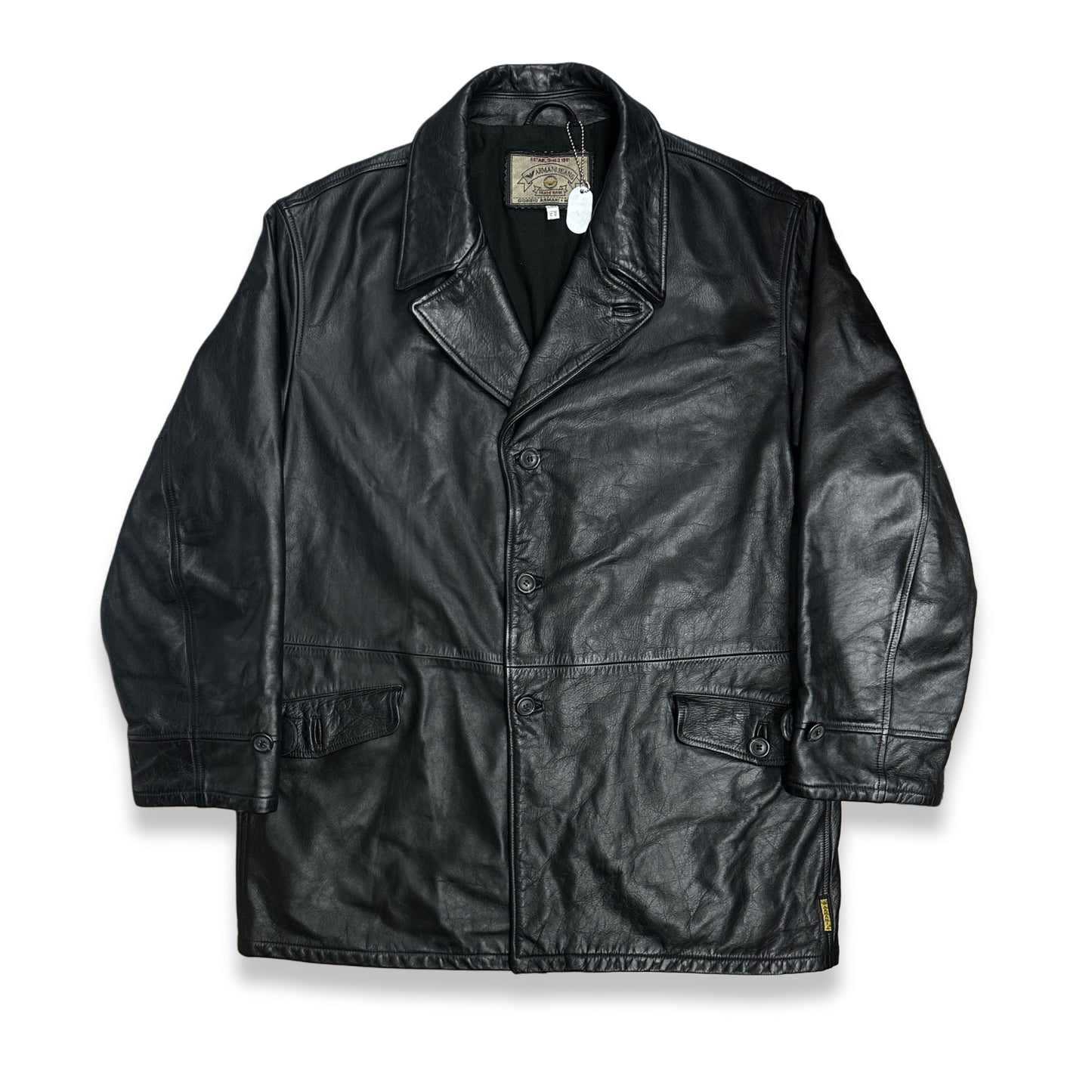 [50] 80s Armani Jeans Leather Jacket