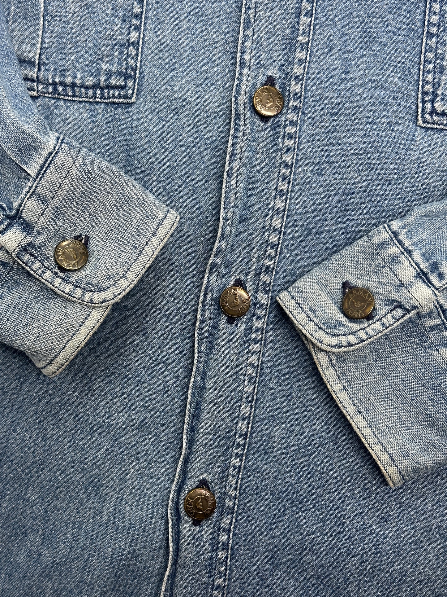 [L] 80s Armani Jeans Denim Wear Shirt