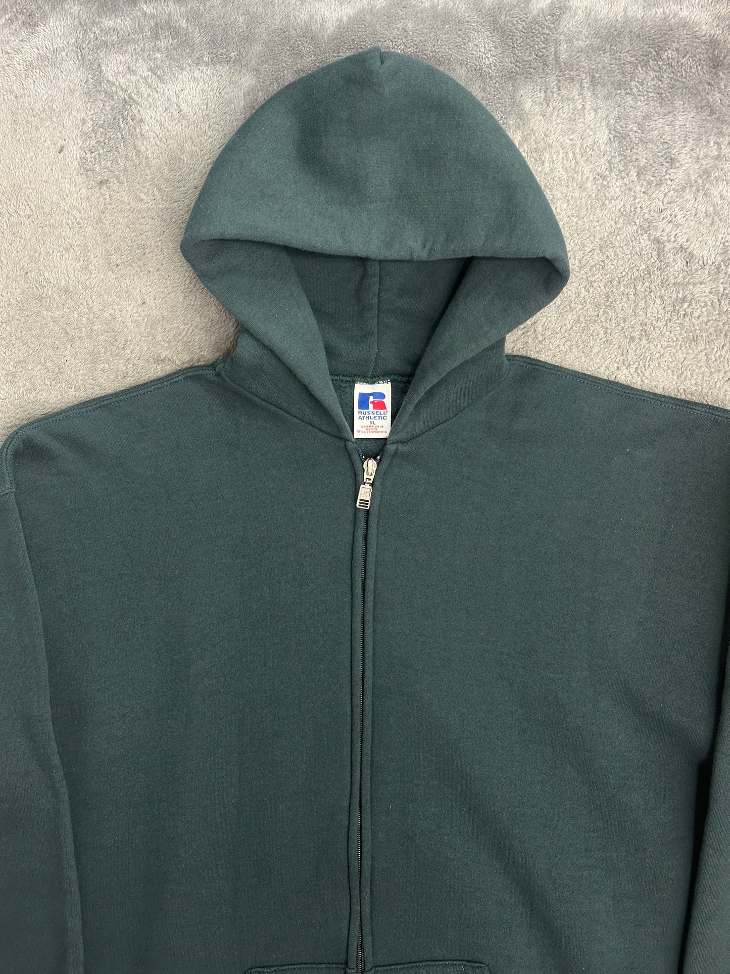 [XL] 90s Russell Khaki Hood Zip-up