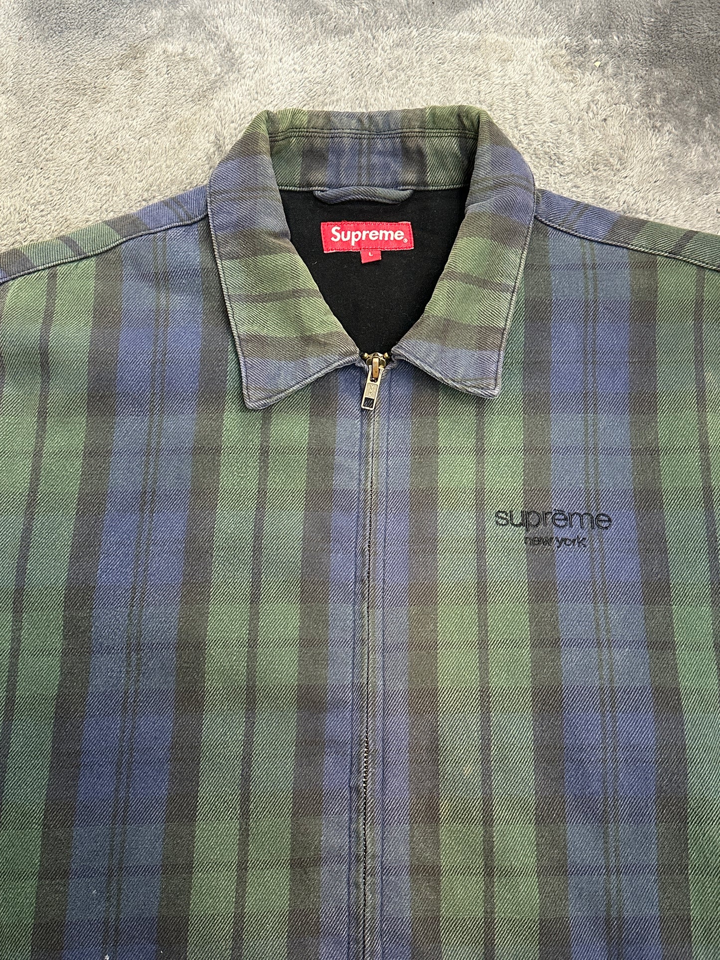 [L] 16FW Supreme Plaid Denim Harrington Jacket
