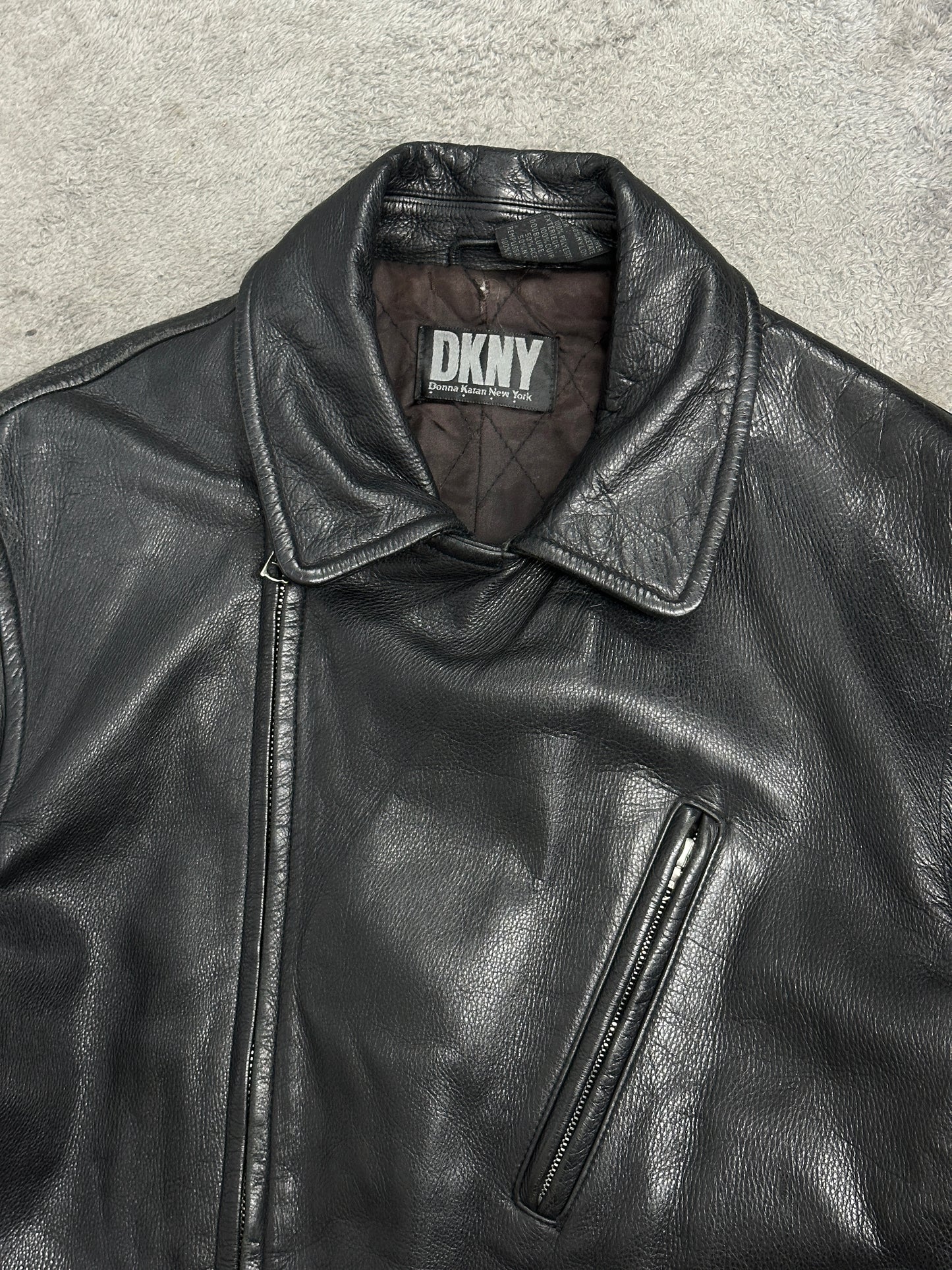 [M] 90s DKNY Leather Car Coat