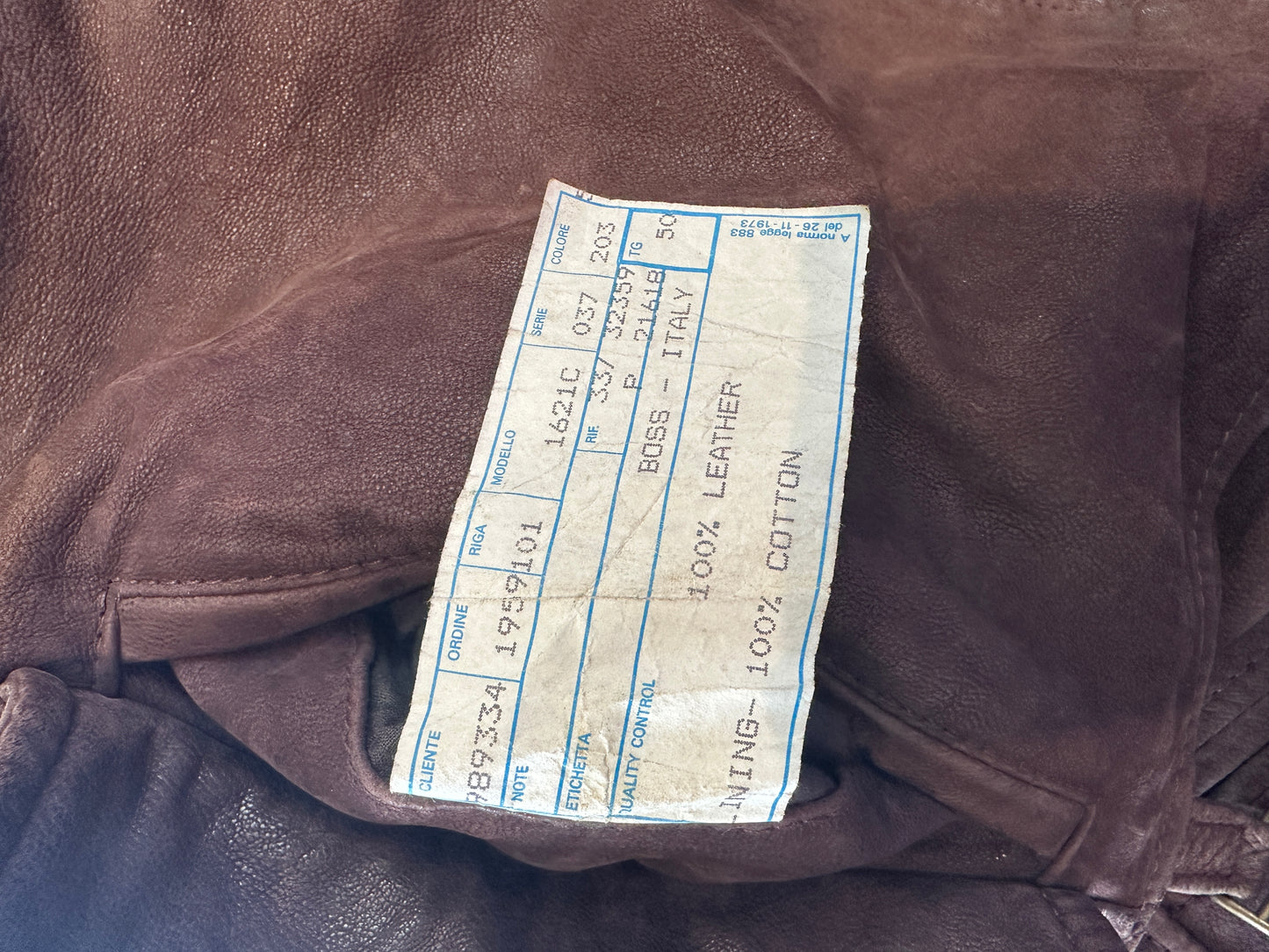[50] 90s HUGO BOSS Brown Leather Jacket