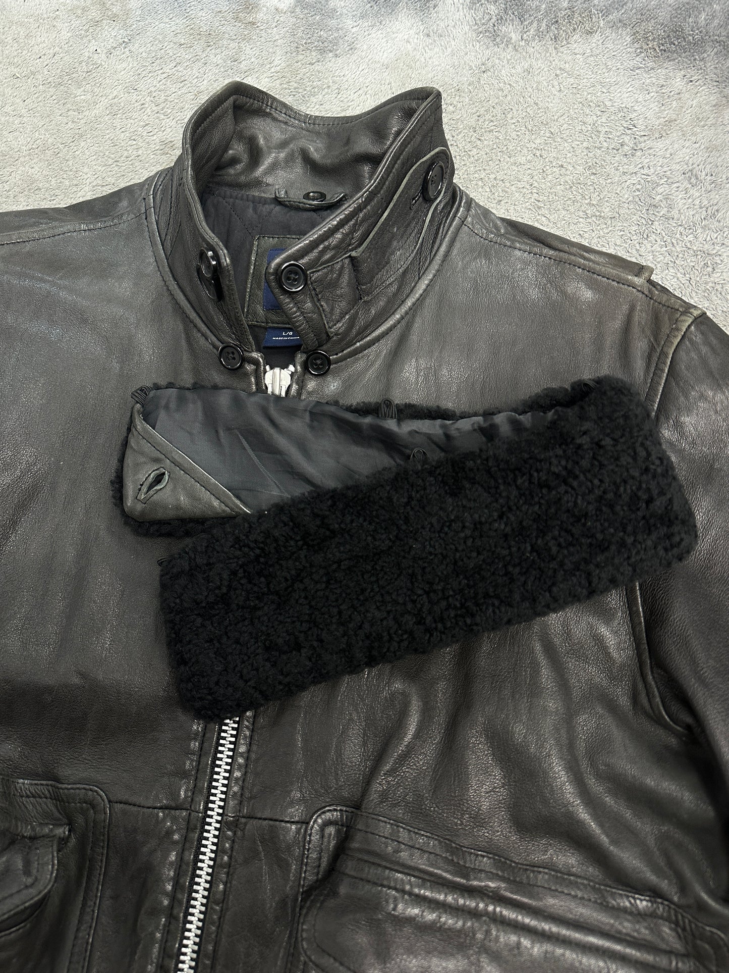 [L] 90s GAP Leather Bomber Jacket