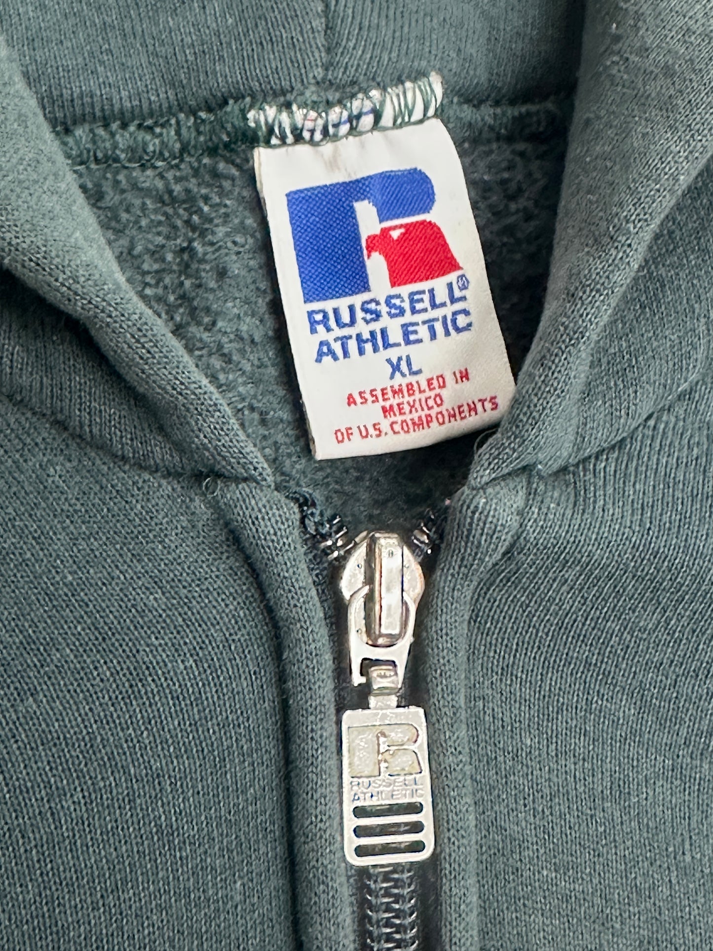 [XL] 90s Russell Khaki Hood Zip-up