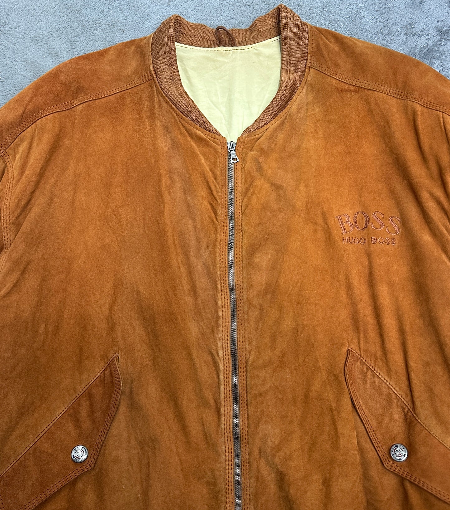 [XL] 80s HUGO BOSS Suede Bomber Jacket
