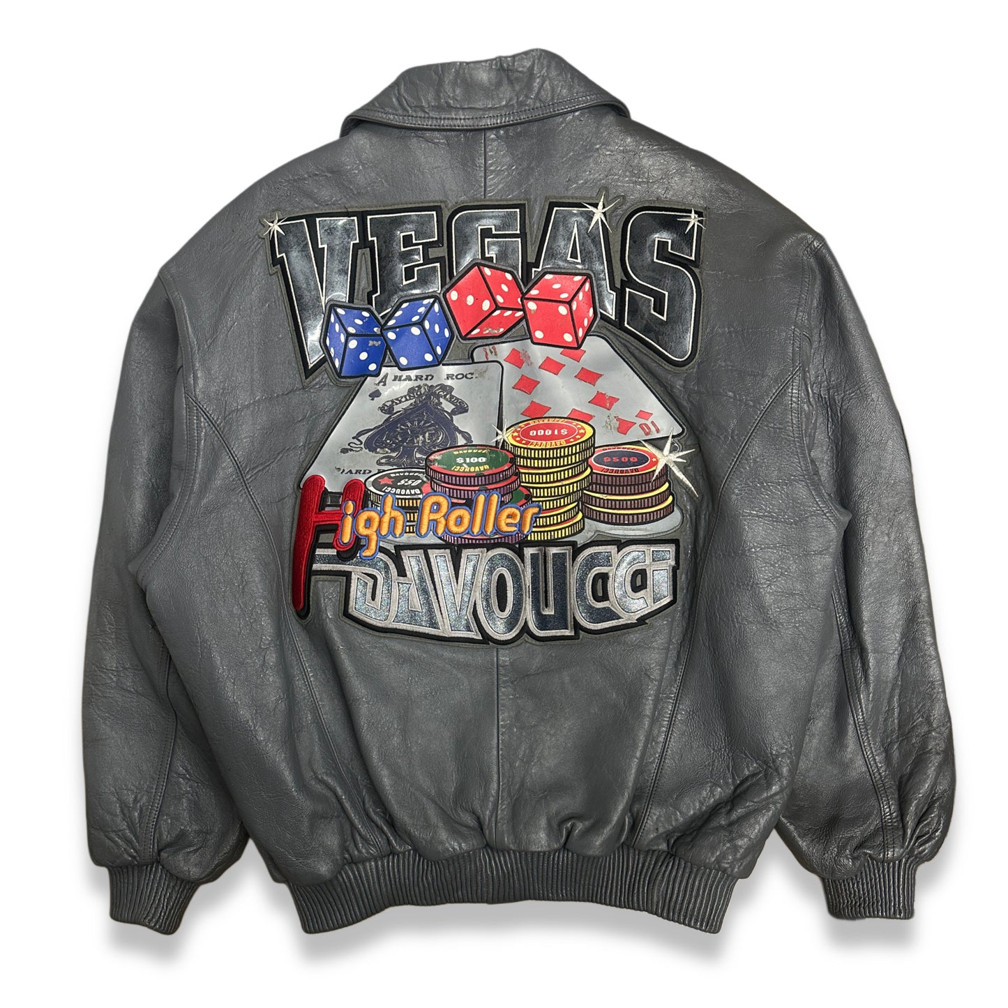 [XXL] 90s DAVOUCCI Leather Bomber Jacket