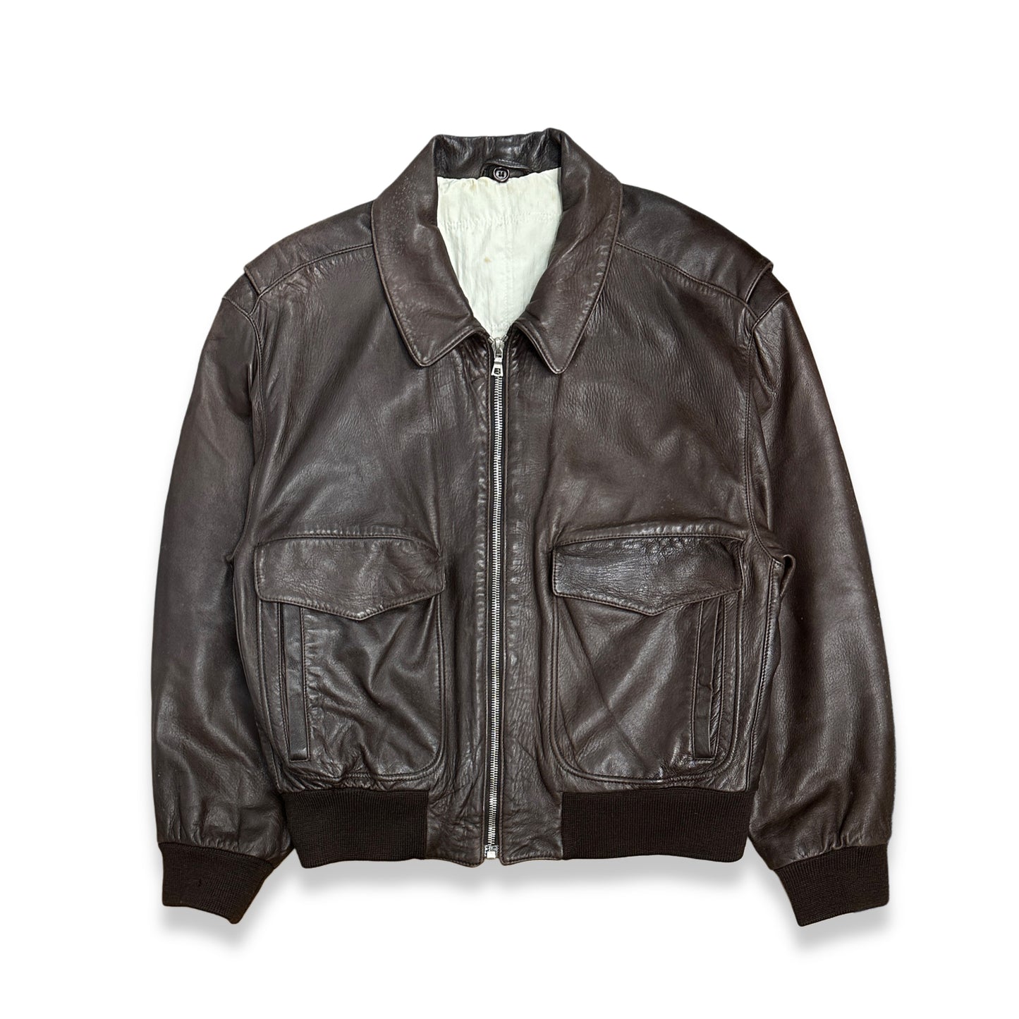 [XL] 90s HUGO BOSS A-2 Leather Jacket