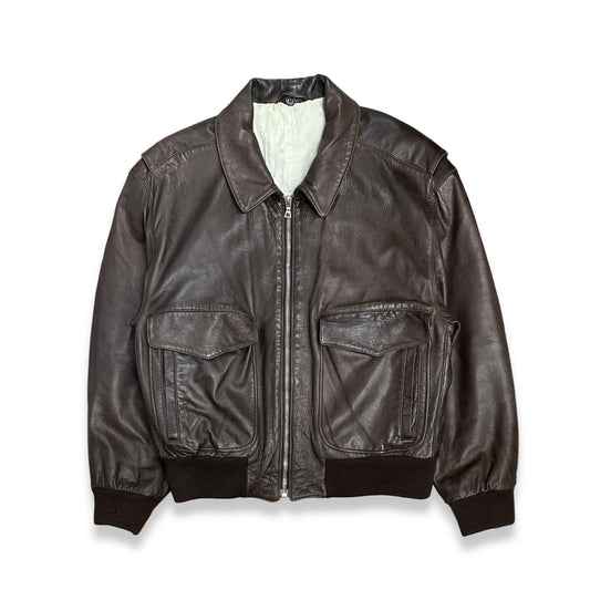 [XL] 90s HUGO BOSS A-2 Leather Jacket