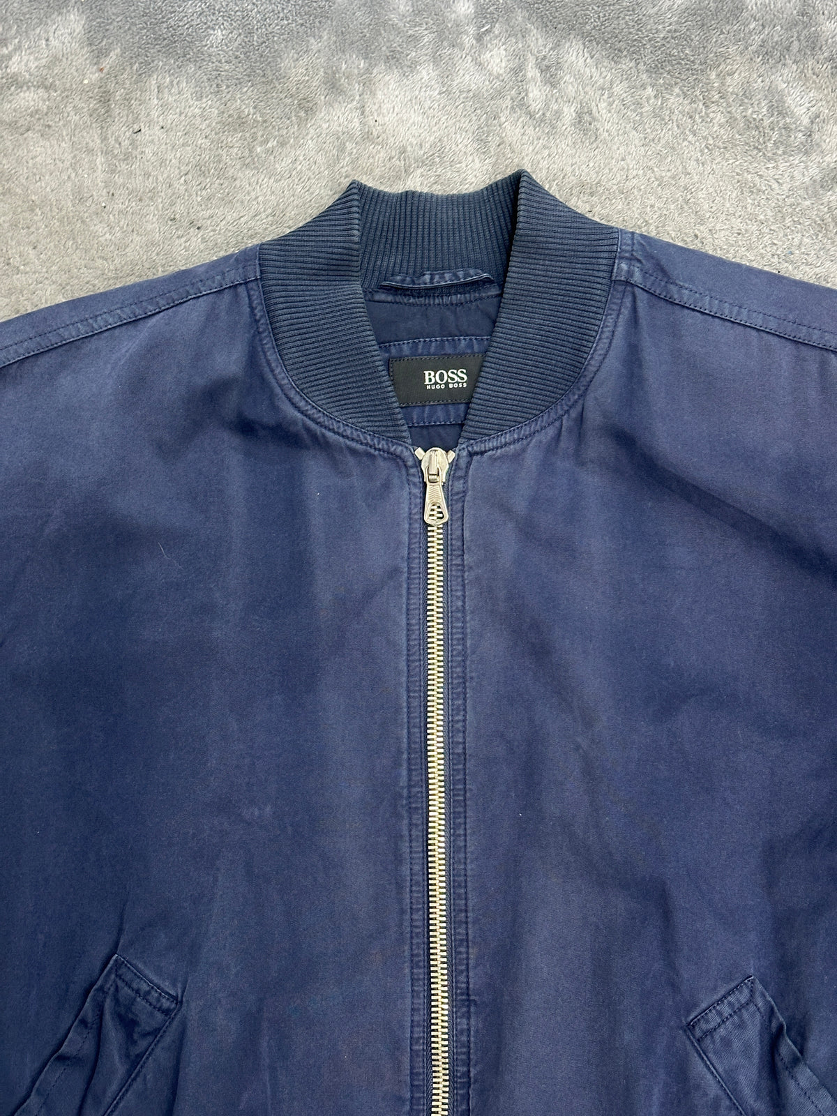 [48] 90s HUGO BOSS Italy Navy Bomber Jacket