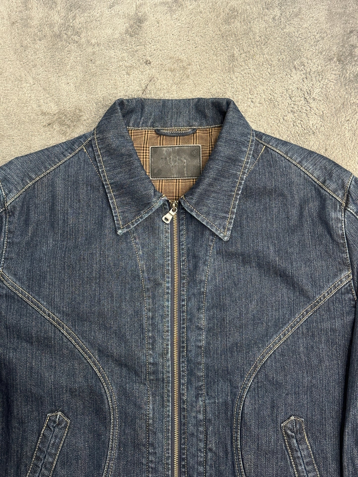 [XL] 2006' Hugo Boss Curved Line Denim Zip-up Jacket