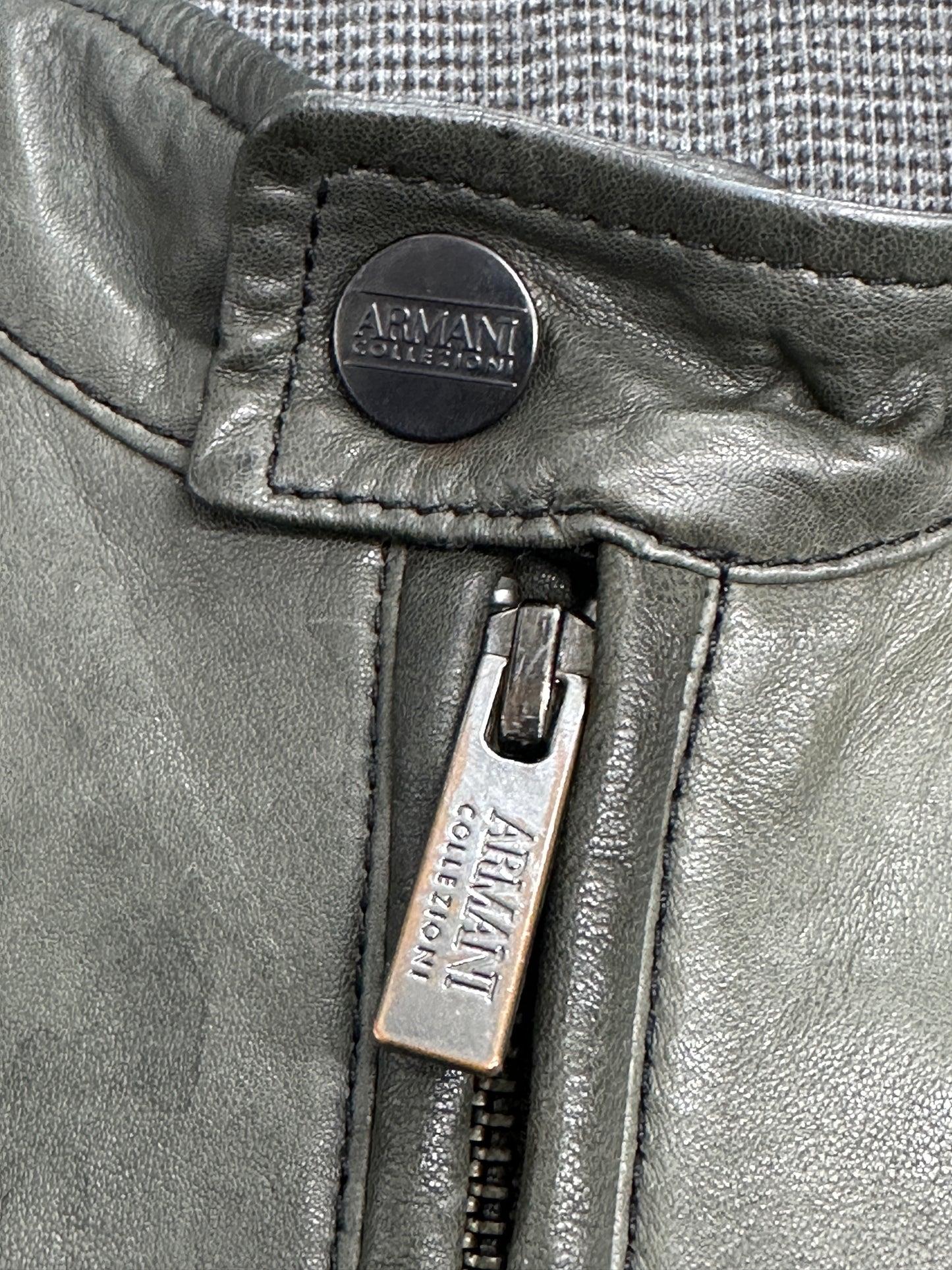 [52] ARMANI COLLEZIONI Lamb Skin Leather Jacket