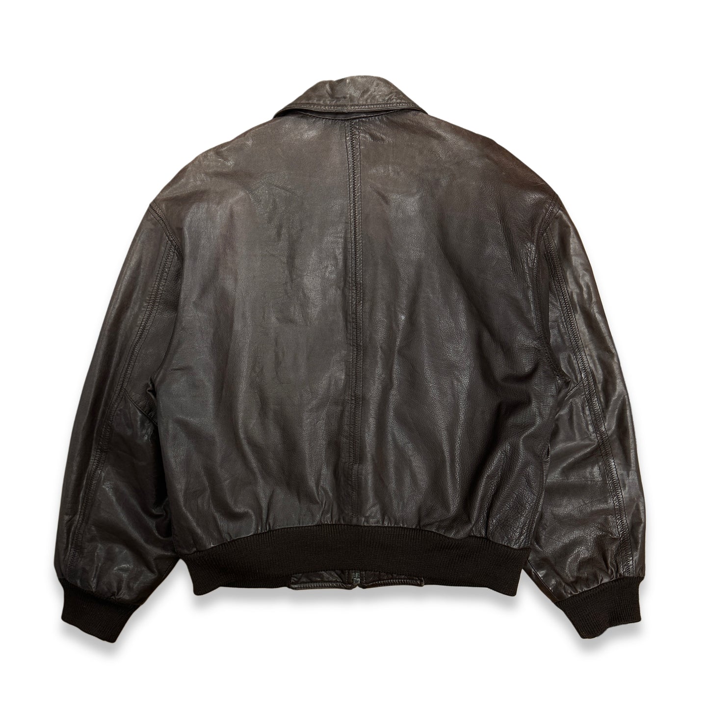 [XL] 80s HUGO BOSS Leather Bomber Jacket