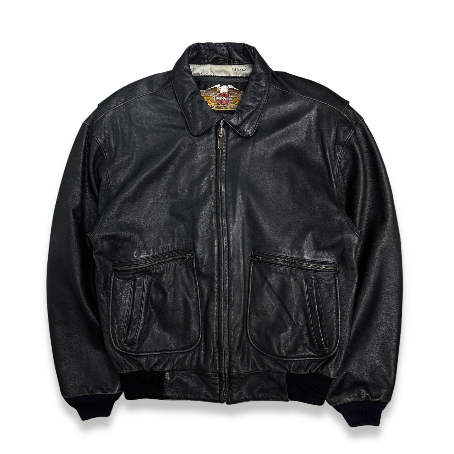 [44] 90s Harley Davidson A-2 Leather Jacket
