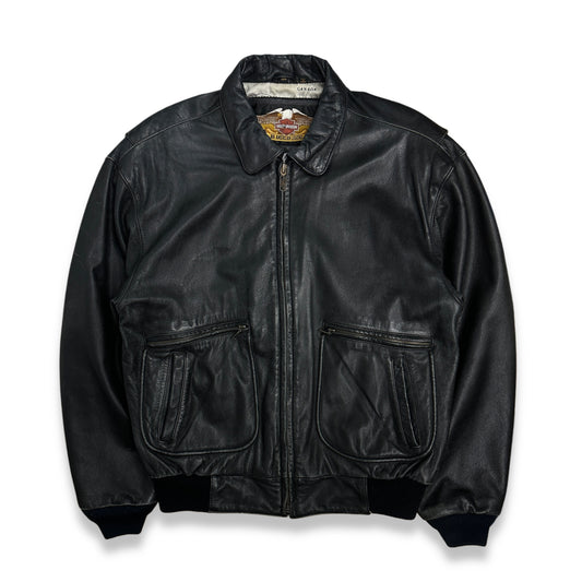 [44] 90s Harley Davidson A-2 Leather Jacket